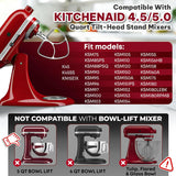 Compatibility chart for KitchenAid 4.5 and 5 quart tilt-head mixers