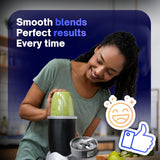 Smoothie blending lifestyle scene with NutriBullet replacement blade nearby
