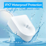 IPX7 waterproof Sonicare charger base shown with water splash